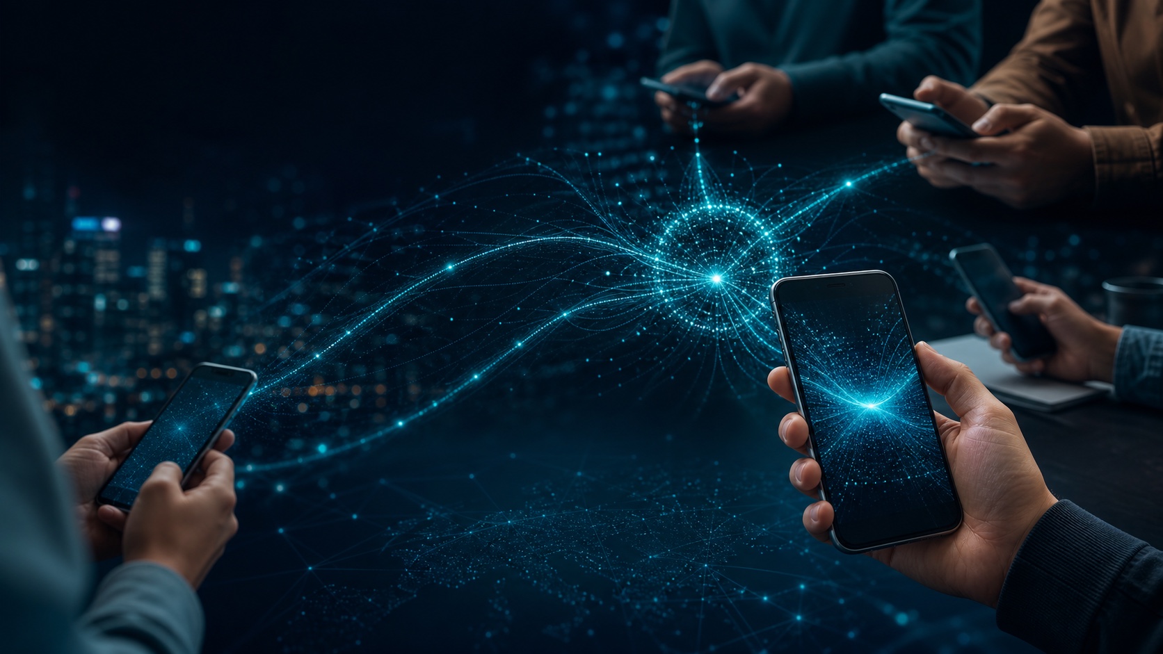 Plusieurs téléphones contribuent à un signal aléatoire distribué