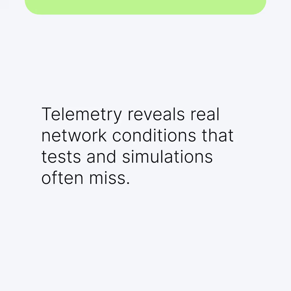 Illustration des conditions réseau mesurées par la télémétrie Unetwork